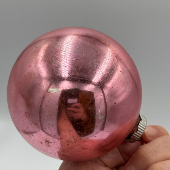 2 VINTAGE  SHINY BRITE MADE USA GLASS Christmas Ornaments Red and Pink 3" - Picture 6 of 14